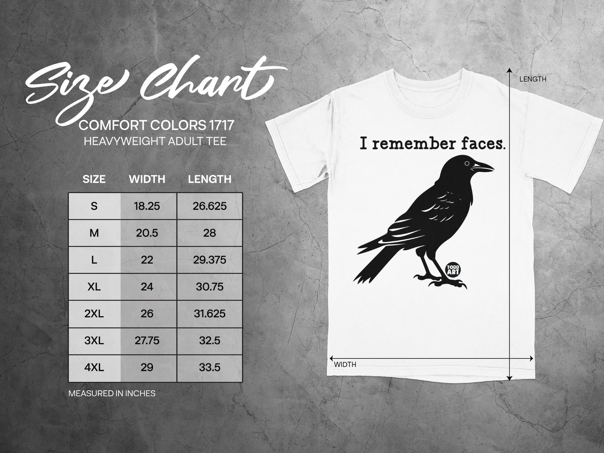 I Remember Faces Crow Graphic Heavyweight Adult Tee