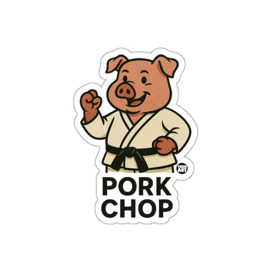 Cartoon Pork Chop Pig Doing Karate Style sticker