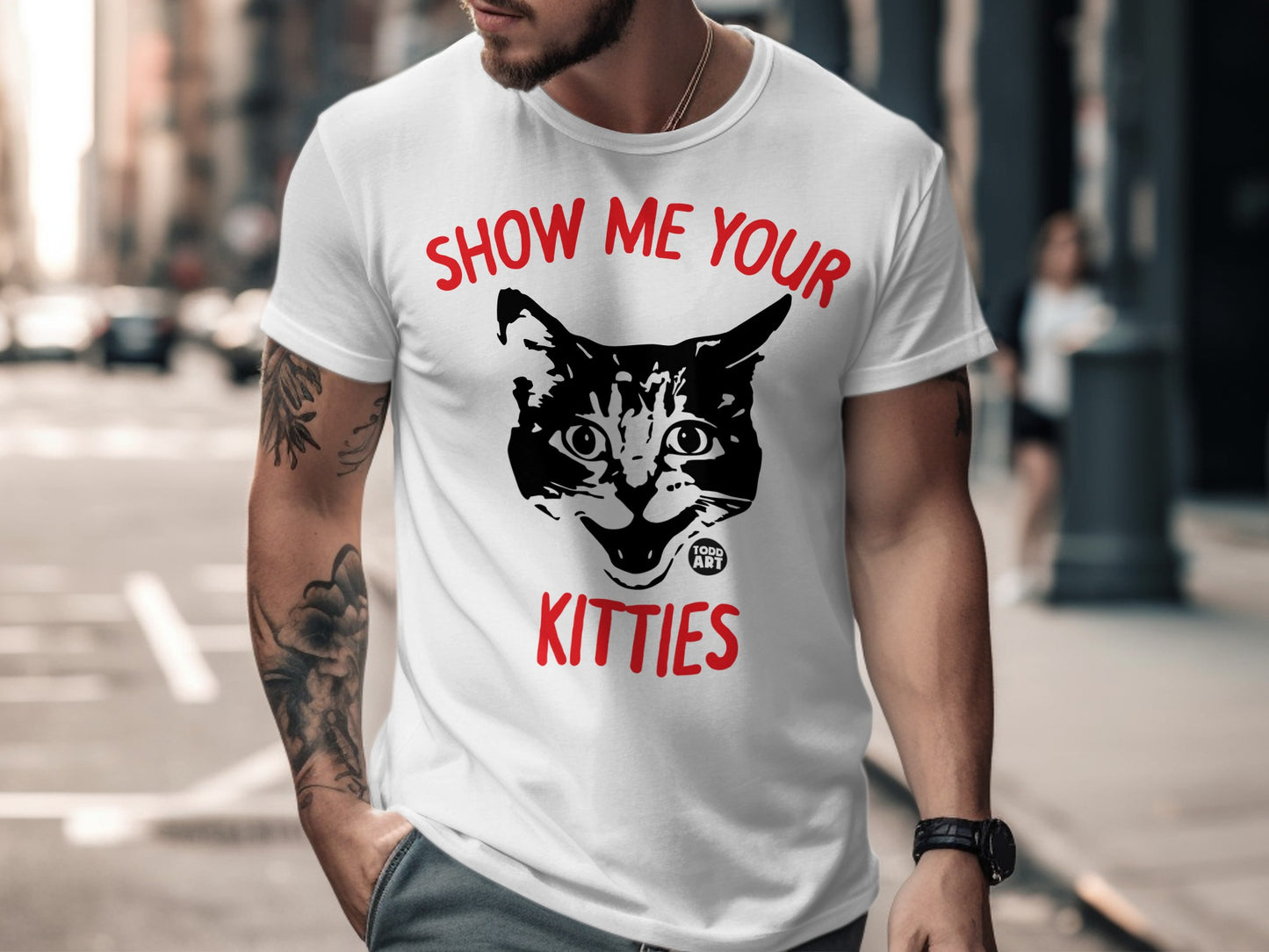 Show Me Your Kitties Funny Cat Graphic T-shirt