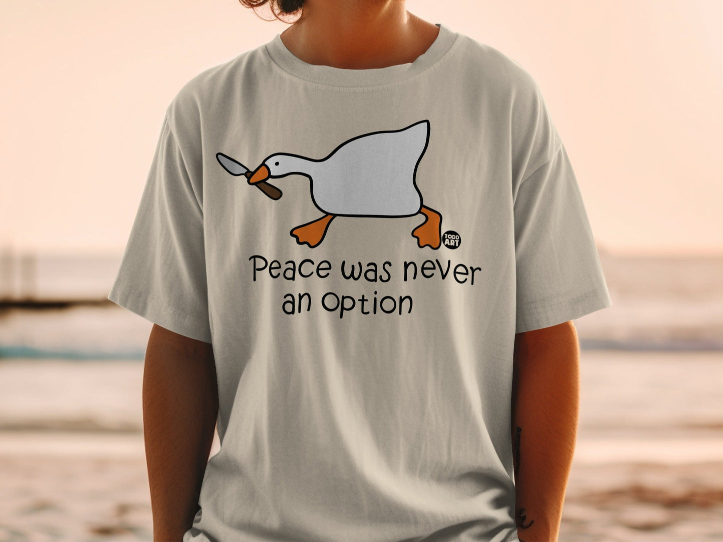 Peace Was Never An Option Funny Duck Graphic Shirt