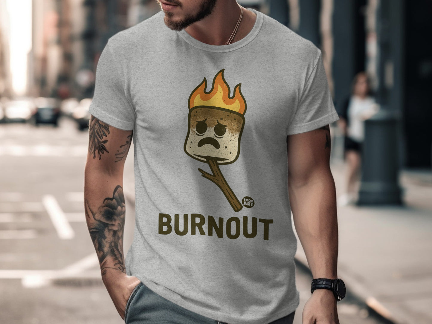 Funny Burnout Marshmallow Graphic T-Shirt for Men