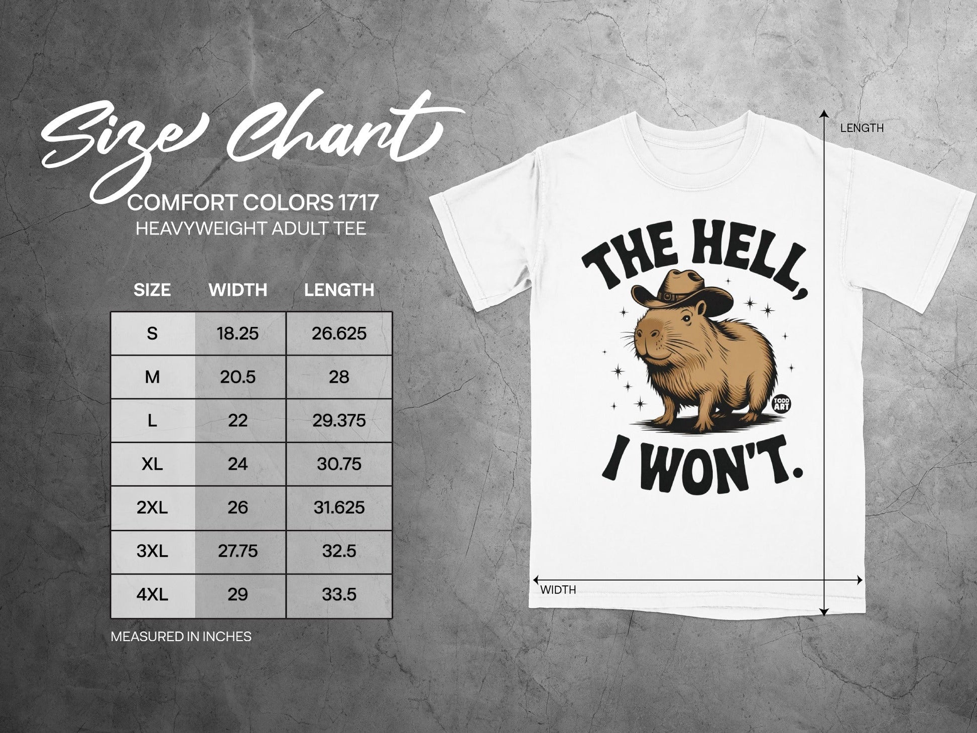 The Hell I Won't Capybara Graphic Heavyweight Adult Tee