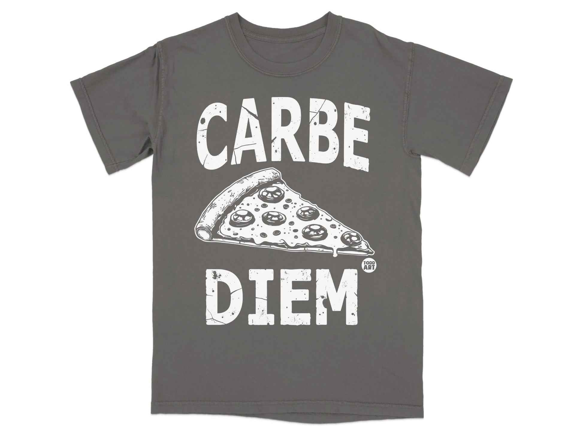 Carpe Diem graphic tee with a pizza slice and the Food Art logo.