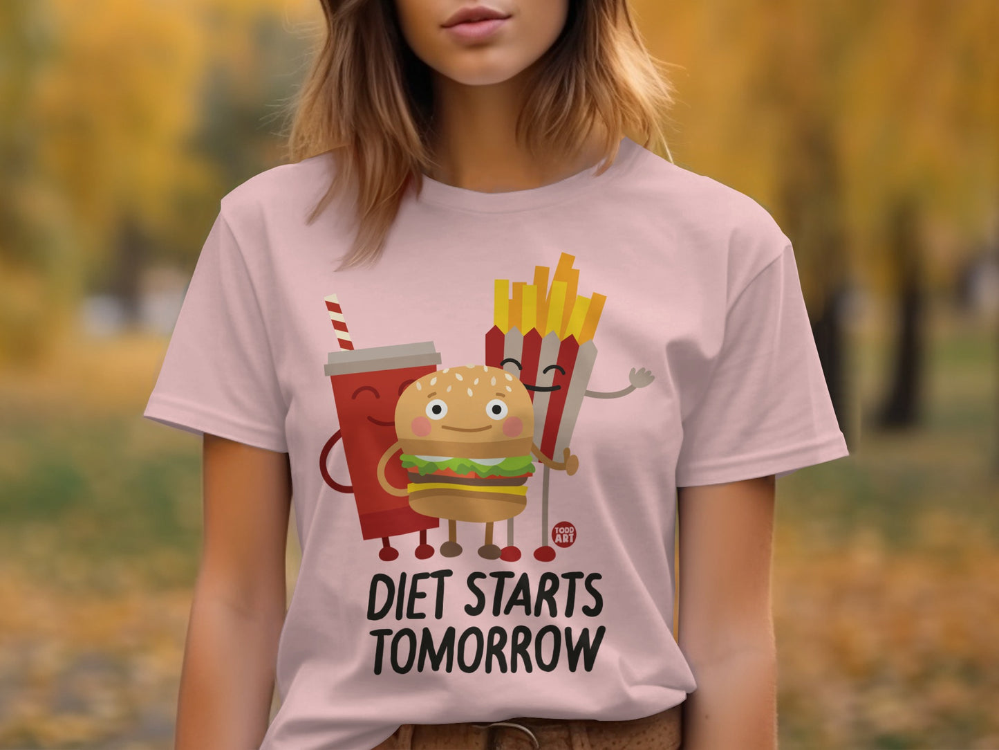 Diet Starts Tomorrow Funny Burger Fries T-Shirt