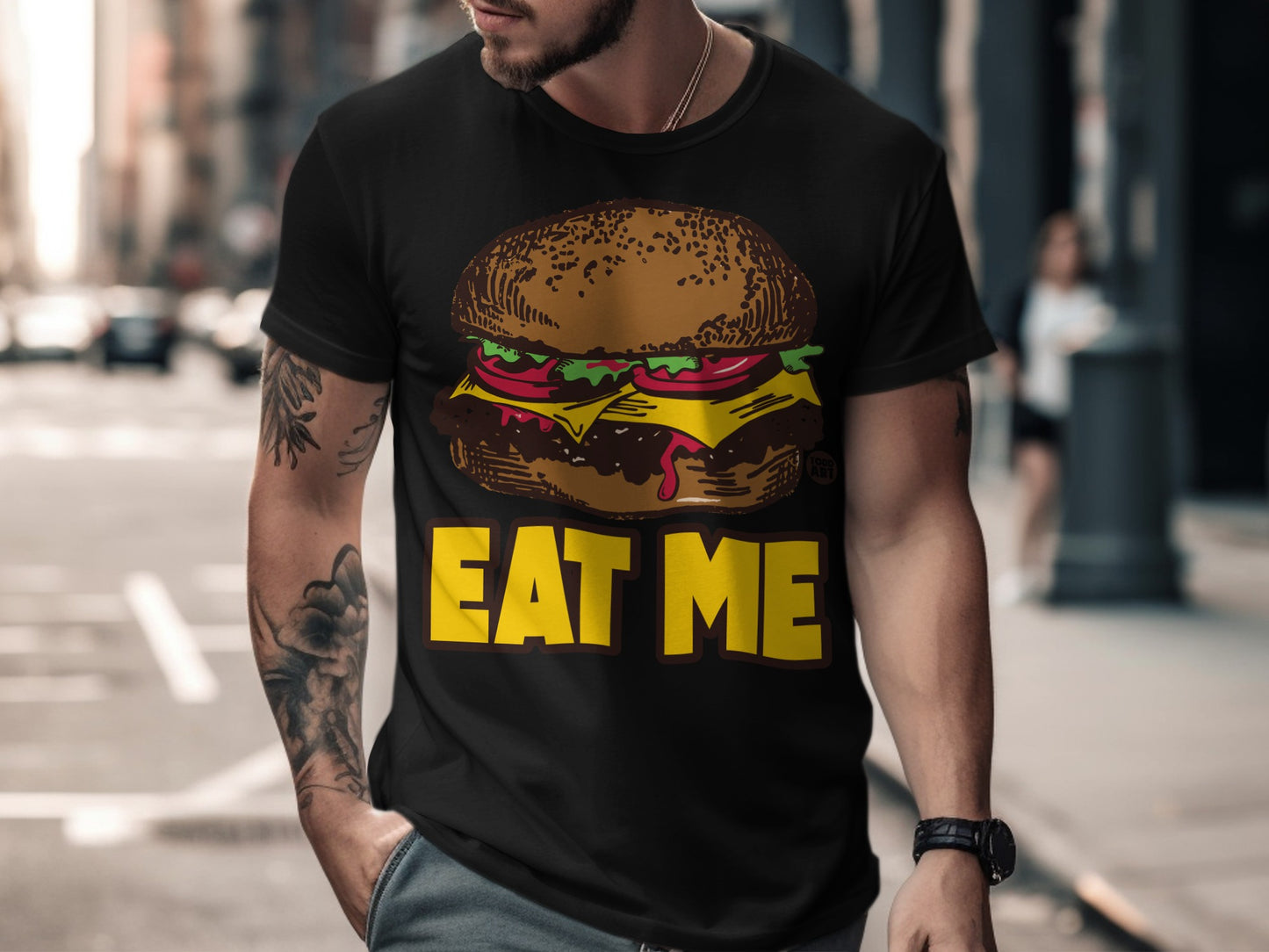 Eat Me Burger Graphic Tee with Bold Print Design
