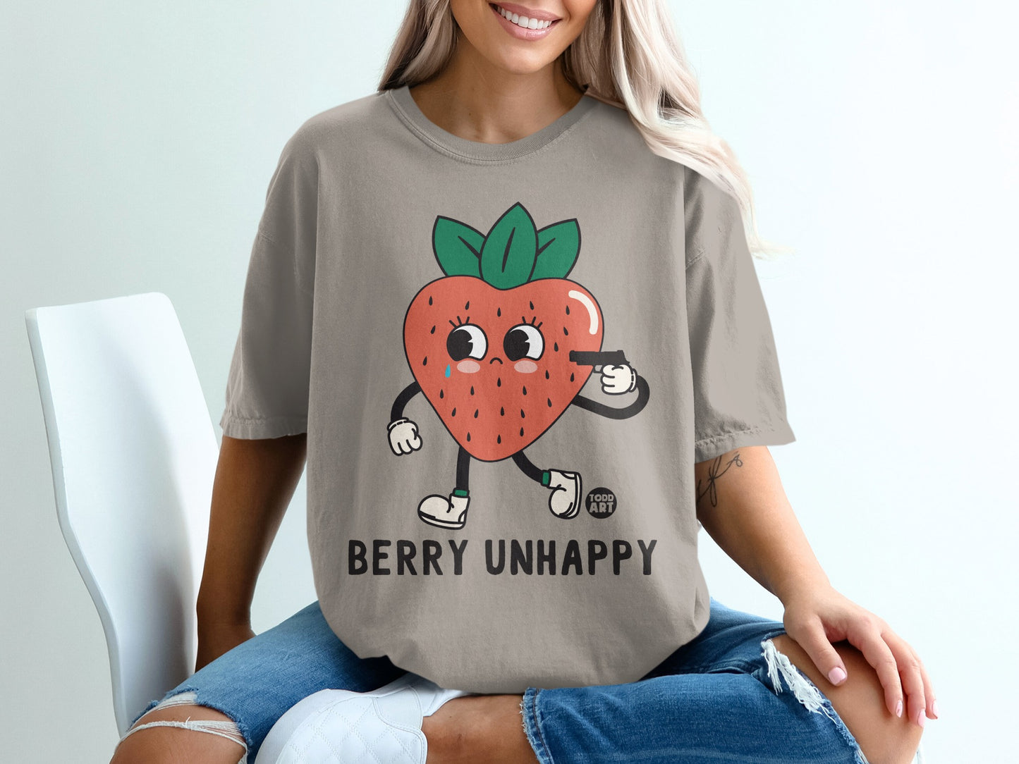 Berry Unhappy Strawberry Character Gun Cartoon product type