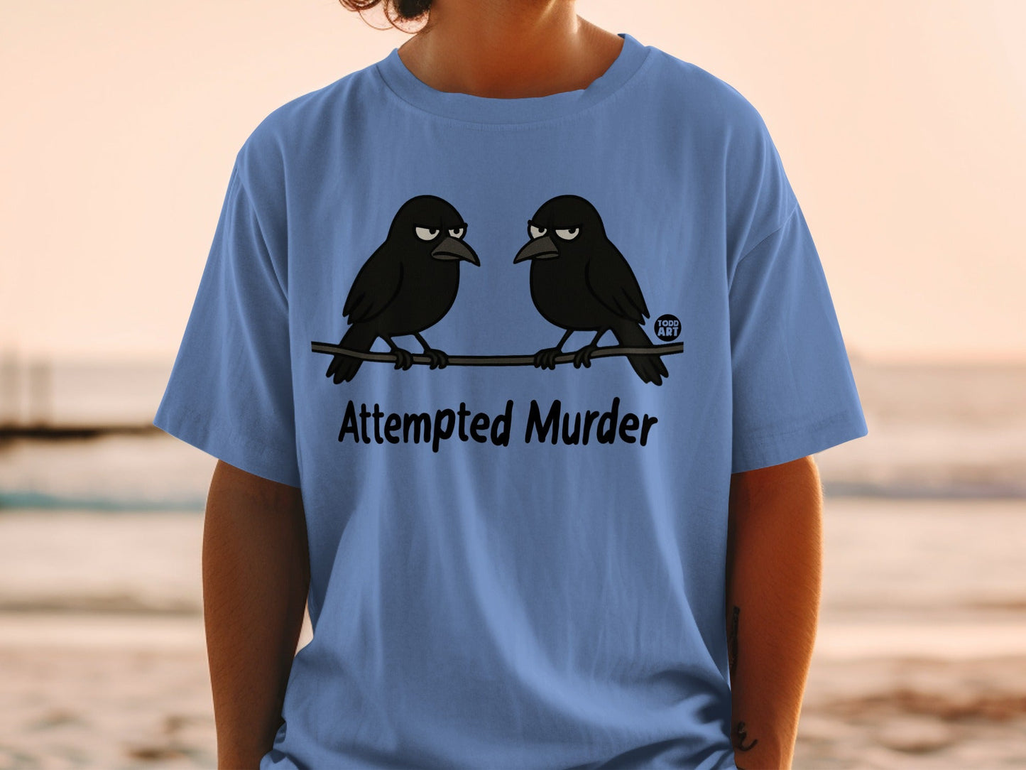 Attempted Murder Crow Graphic Fun T-shirt