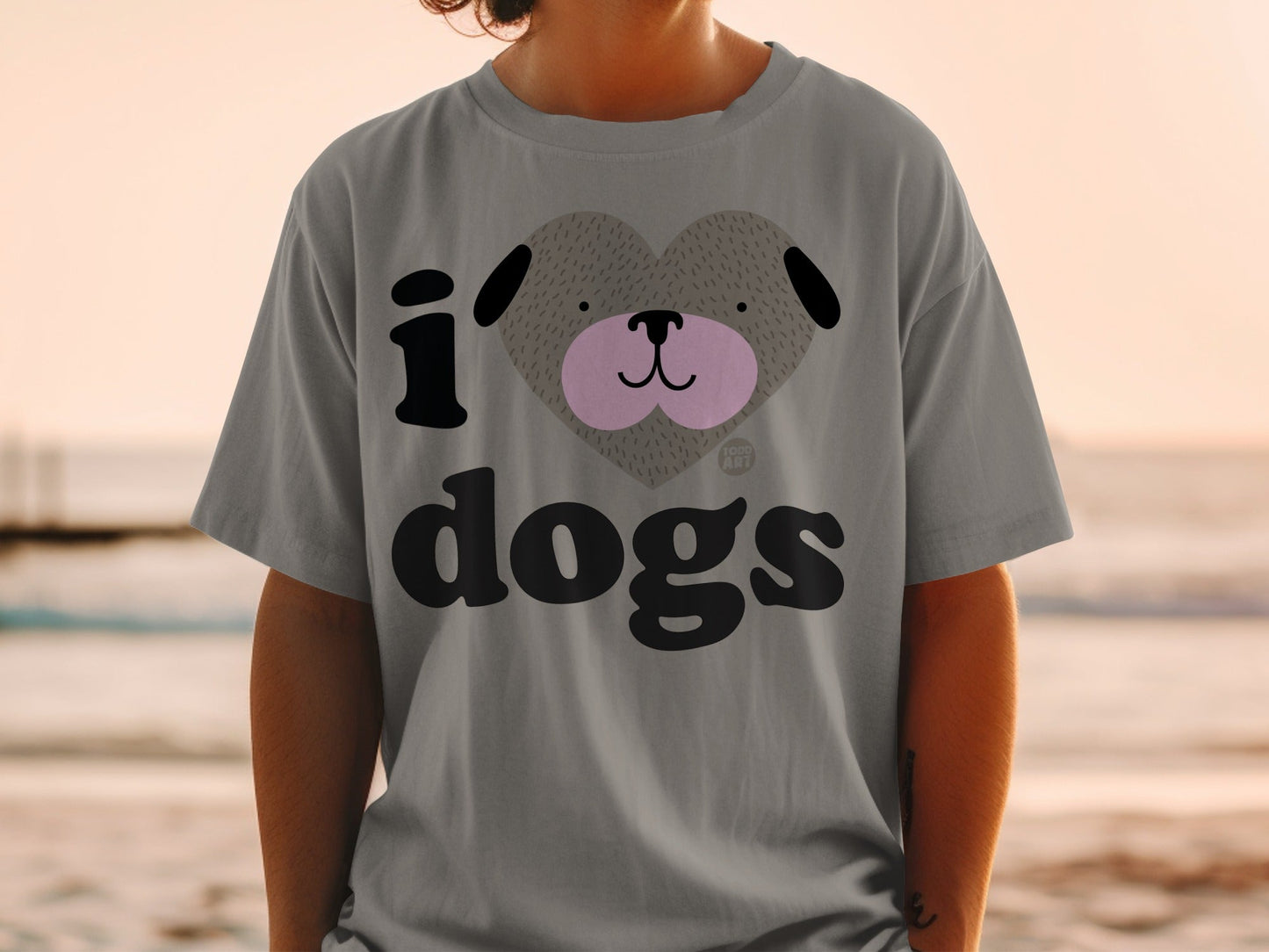 I Love Dogs Heart-Shaped Cute Dog Face T-shirt