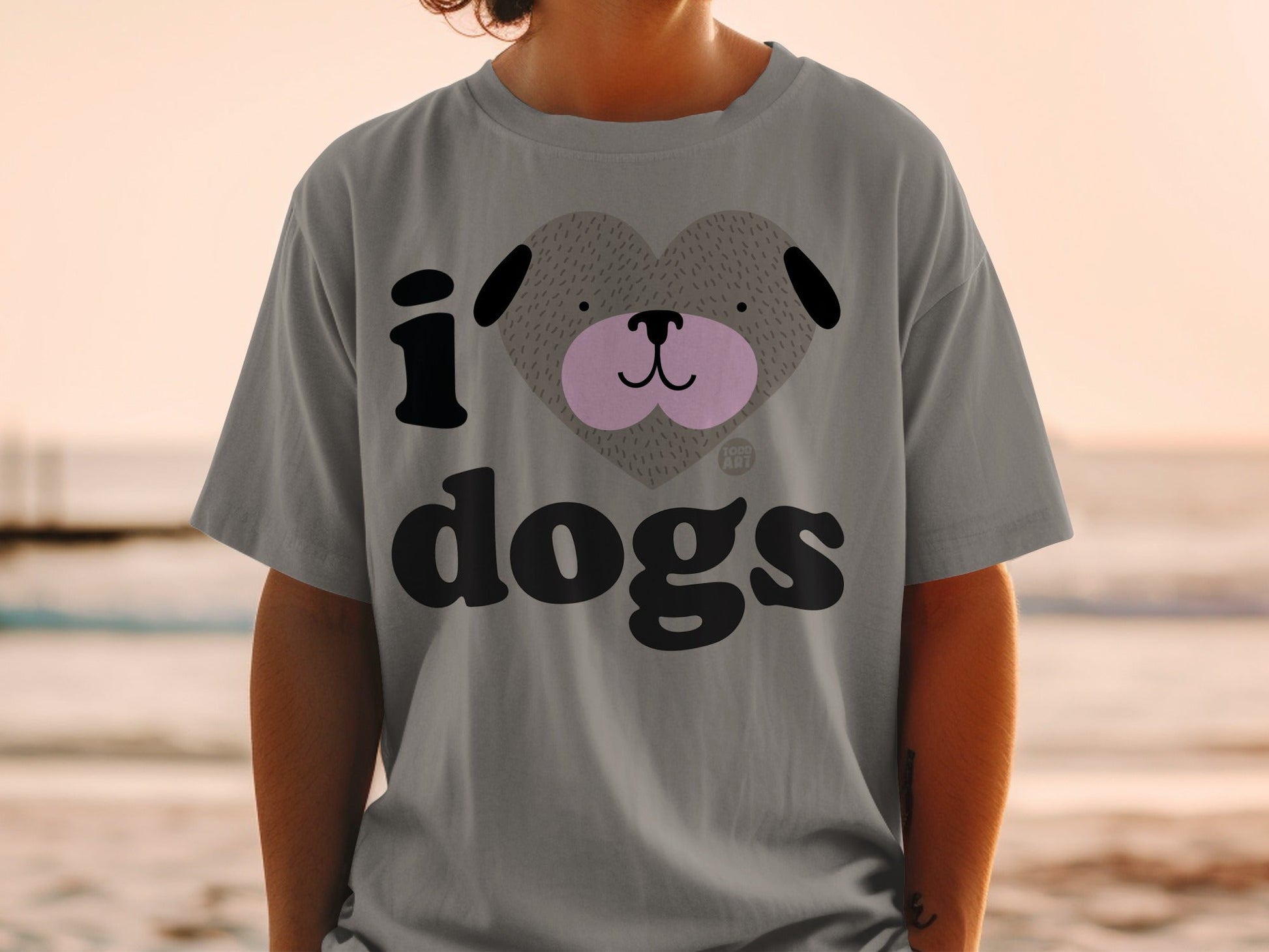 I Love Dogs Heart-Shaped Cute Dog Face T-shirt