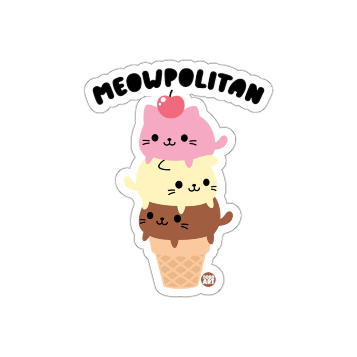 Meowpolitan Ice Cream Cat Cone Sticker fun decor