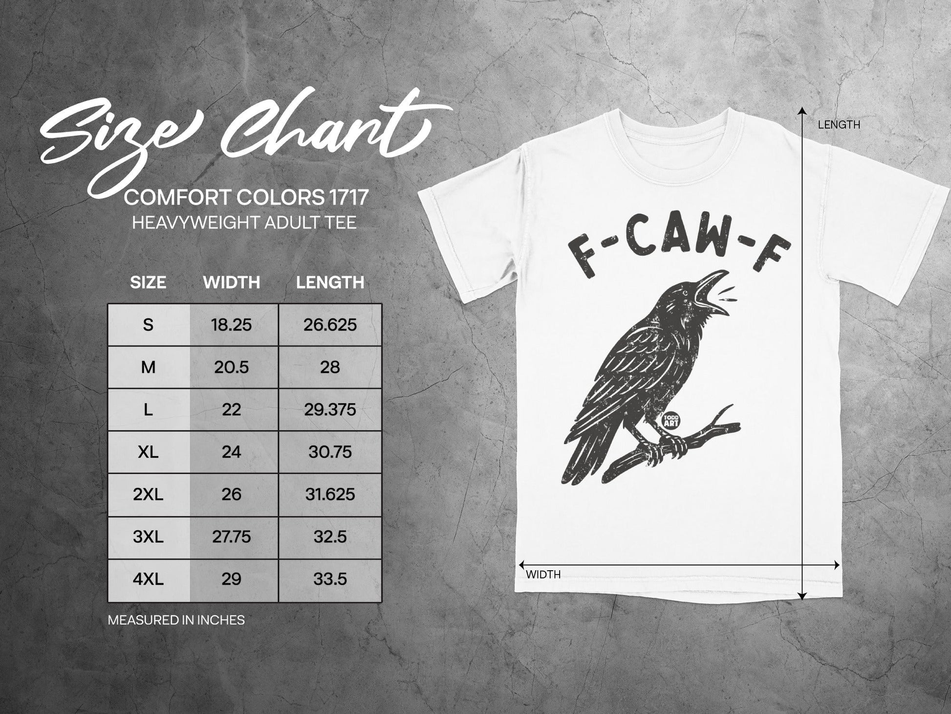 F-CAW-F Graphic Tee with Crow Design Heavyweight Adult T-Shirt