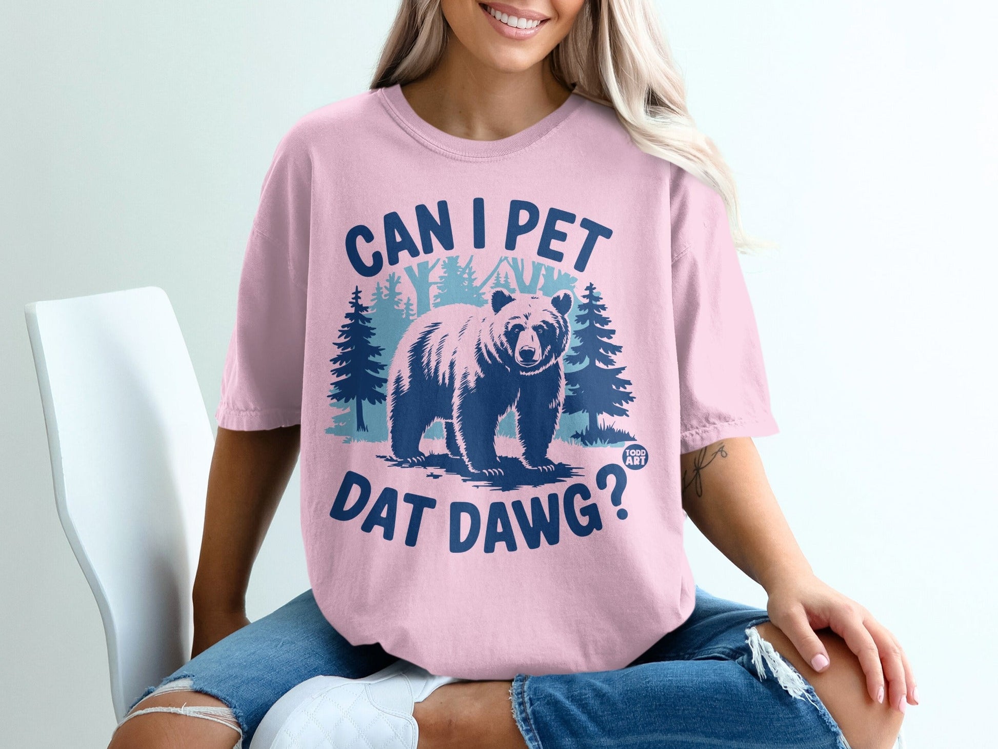 Can I Pet Dat Dawg Bear Graphic T-shirt
