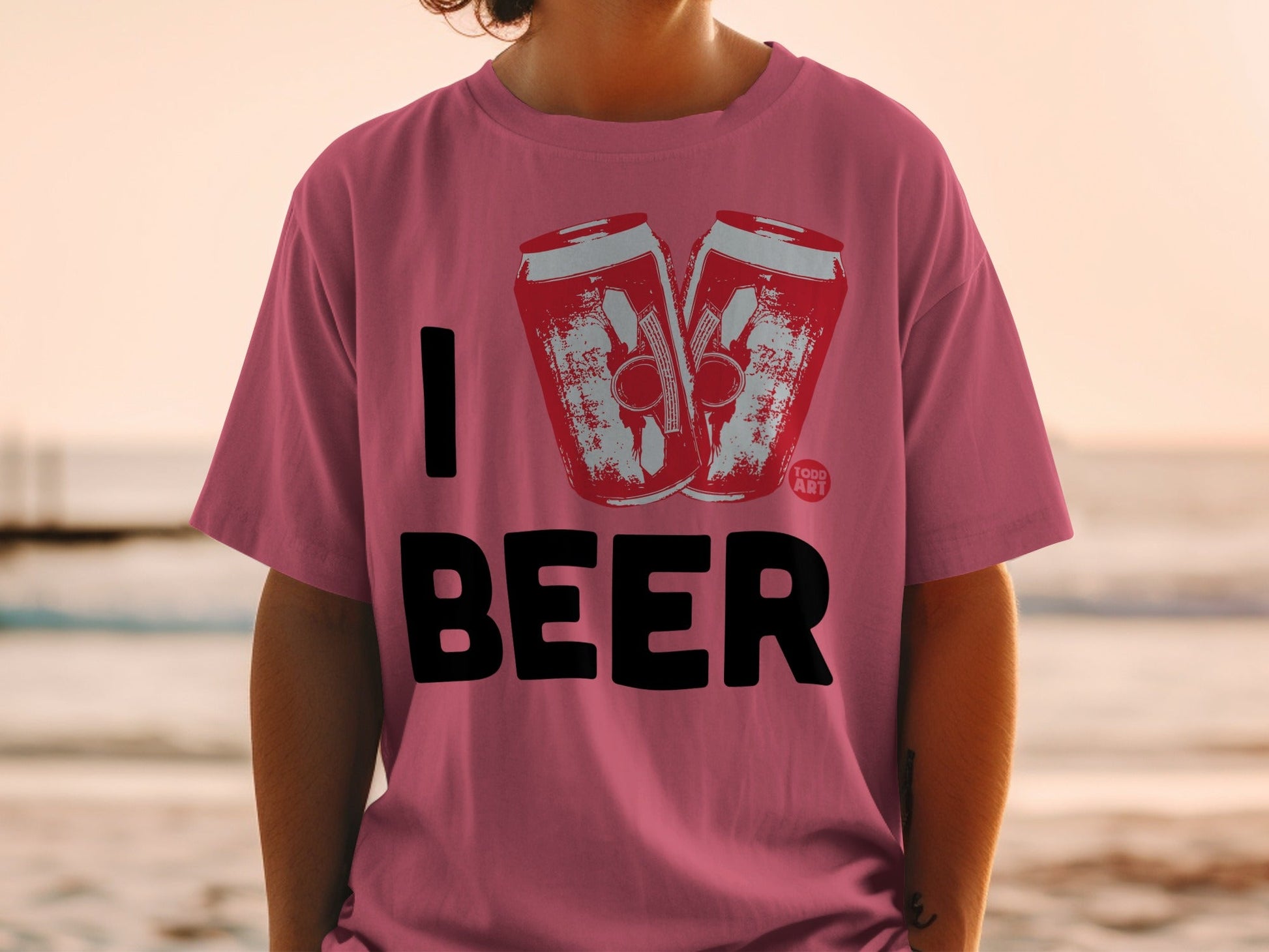 I Love Beer Graphic Tee with Two Cans Design Shirt