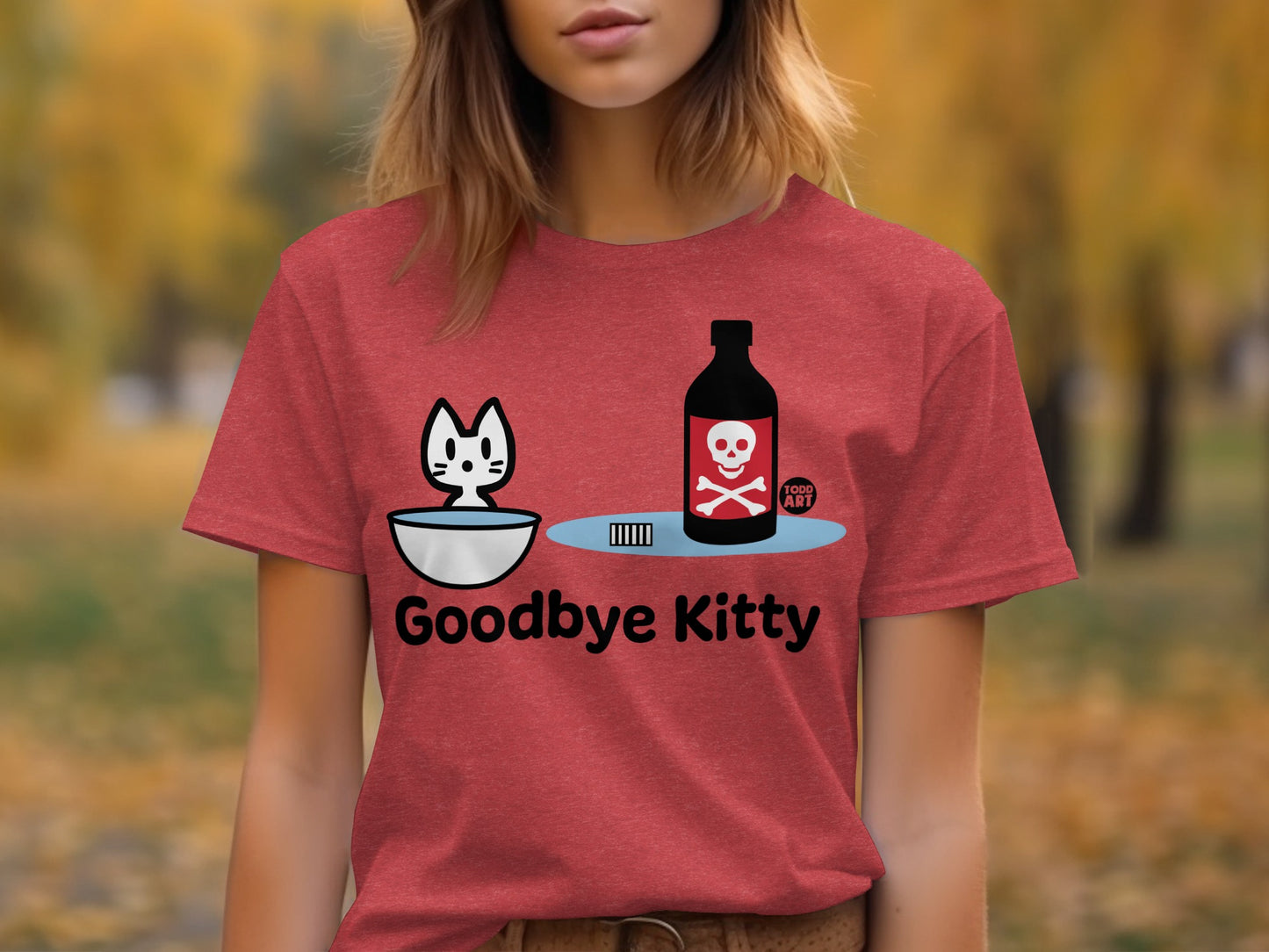 Funny goodbye kitty graphic T-shirt design for women