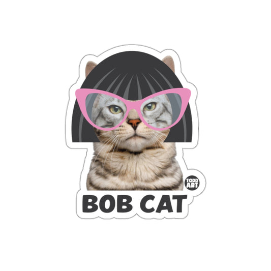 Bob Cat With Wig And Glasses Funny Cat Design sticker