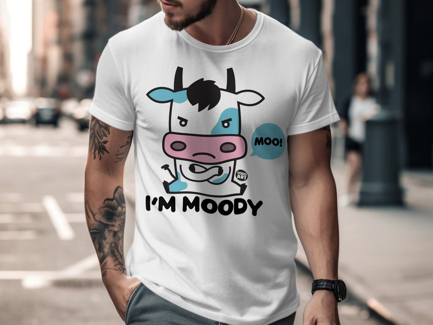 Funny I'm Moody Cow Graphic T-Shirt for Animal Lovers