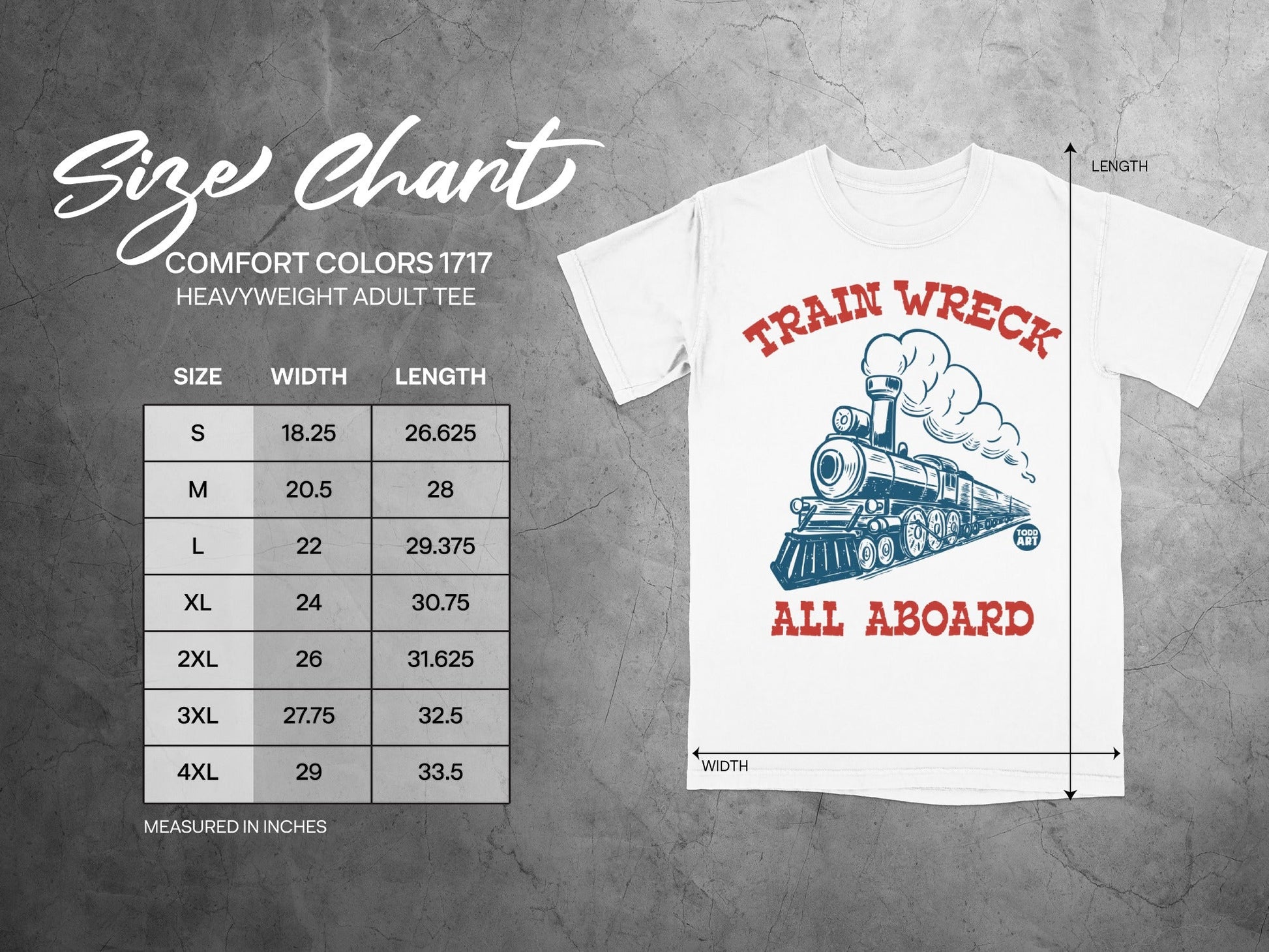 Train Wreck All Aboard Heavyweight Adult Tee
