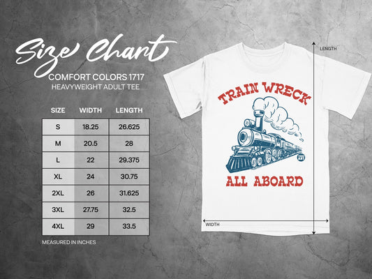 Train Wreck All Aboard Heavyweight Adult Tee