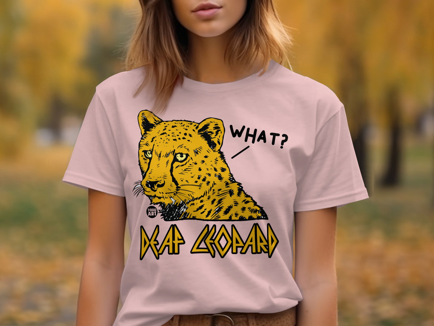 Pink T-Shirt with Leopard Graphic and Text Design
