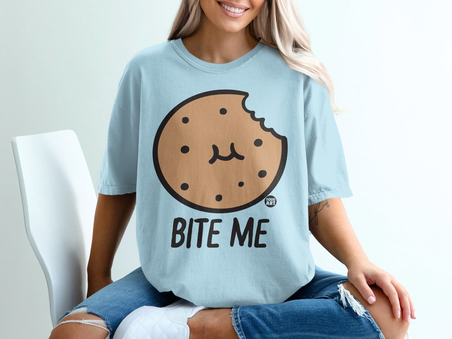 Bite Me Cookie Graphic Loose Fit Tee Shirt