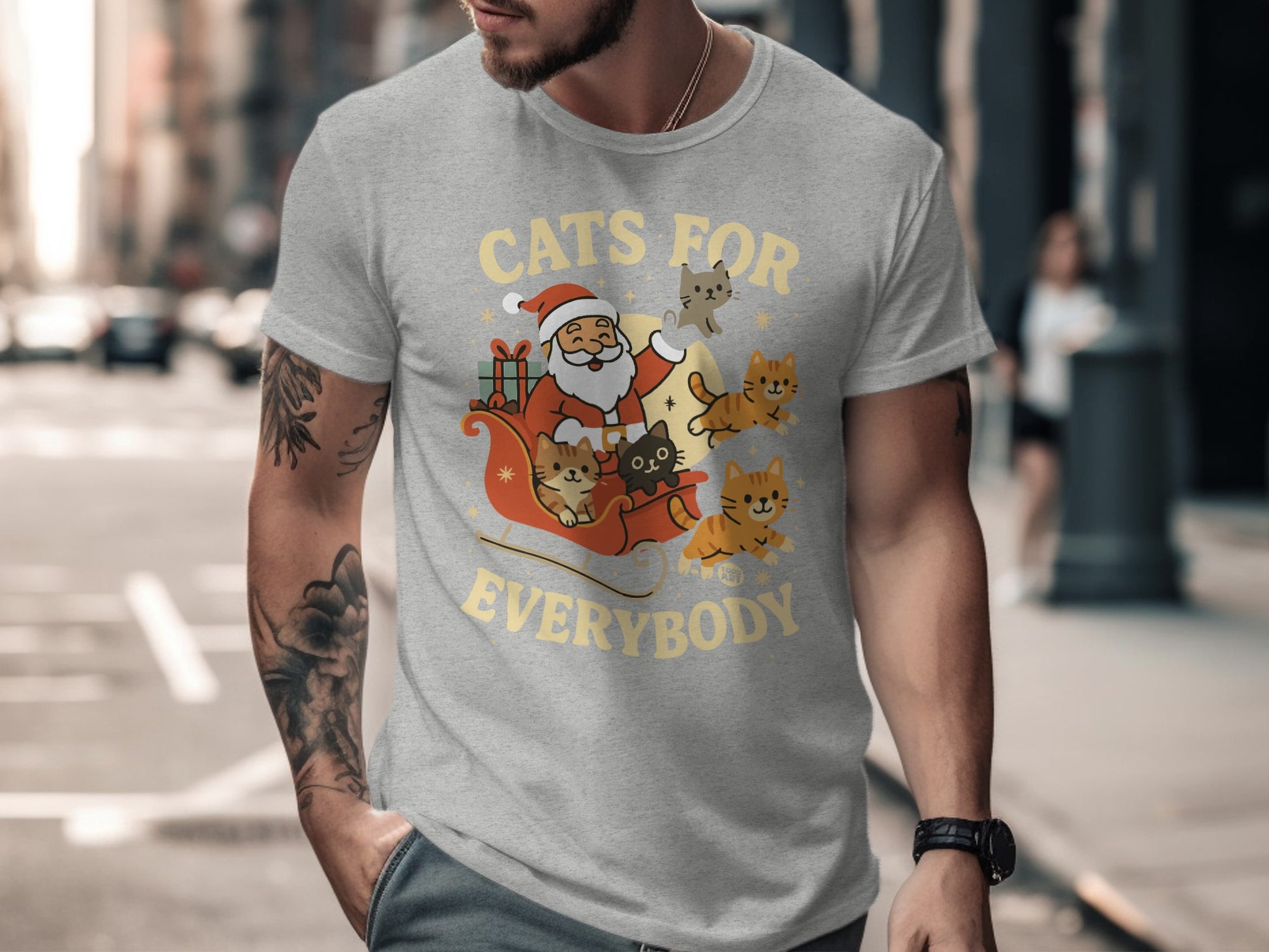 Santa Claus with Cats Festive Mens Shirt Product