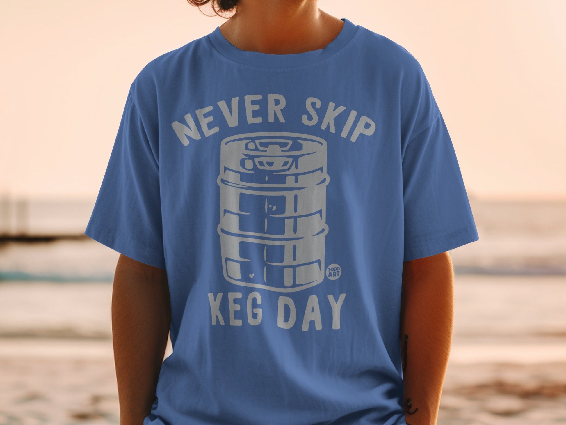 Never Skip Keg Day Graphic T-shirt Party Top