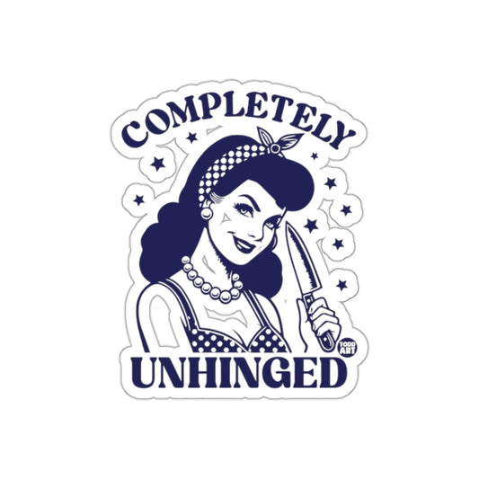 Completely Unhinged Retro Pin-Up Woman with Knife sticker