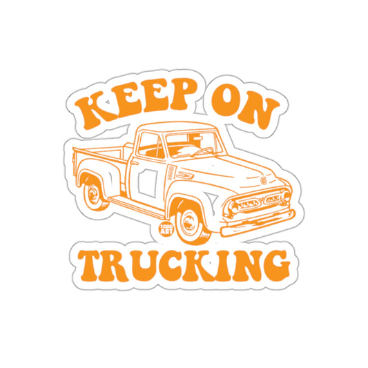 Keep On Trucking Sticker Vintage Pickup Truck Design