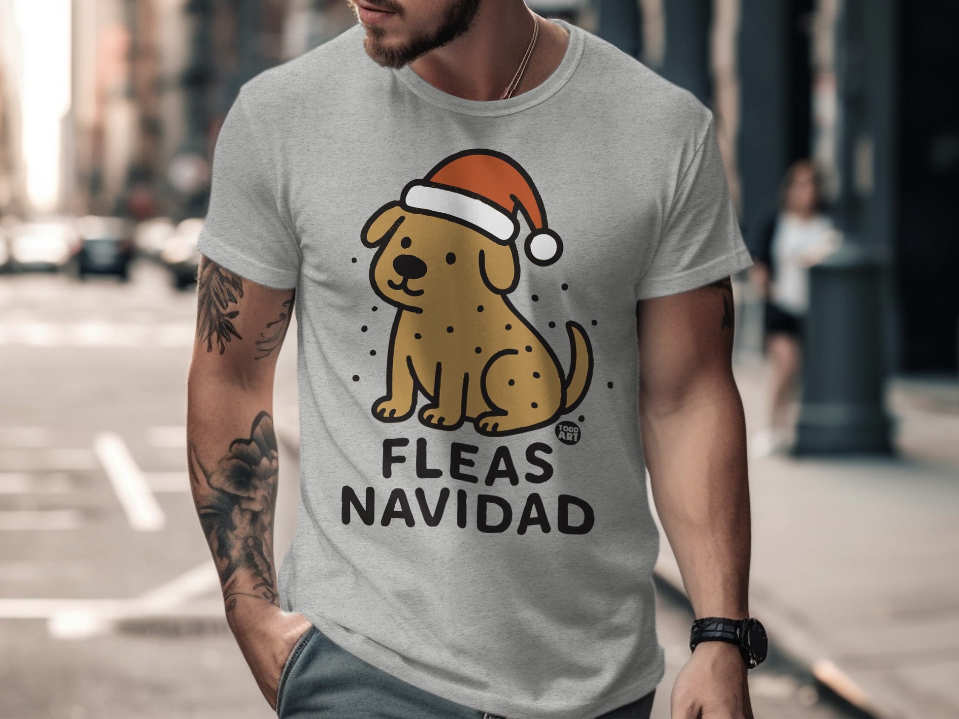 Fleas Navidad Funny Holiday Dog Lovers T-shirt