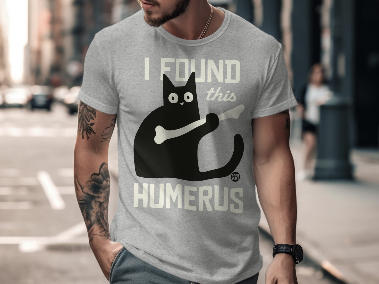 I Found This Humerus Fun Cat Bone Graphic T-Shirt