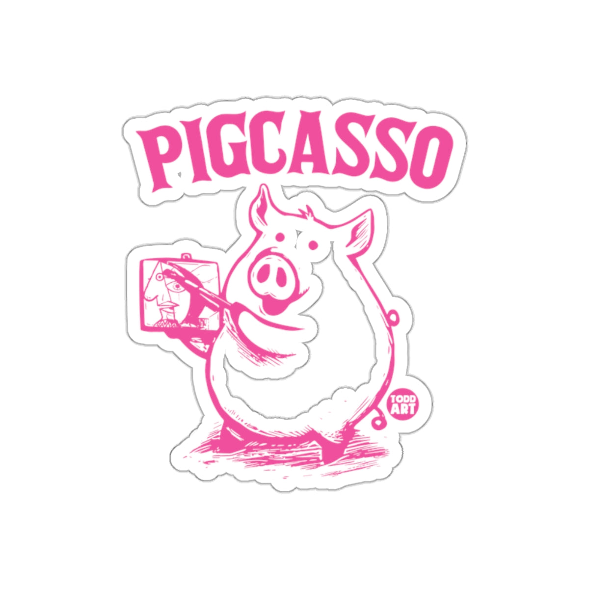 Pigcasso Artist Animal Graphic Painting With Todd Art sticker
