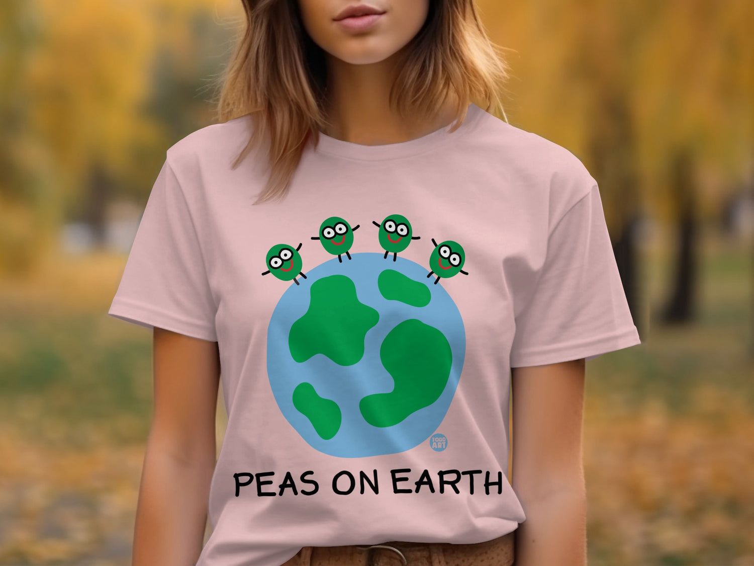 Cute Peas on Earth Graphic Short Sleeve T-shirt