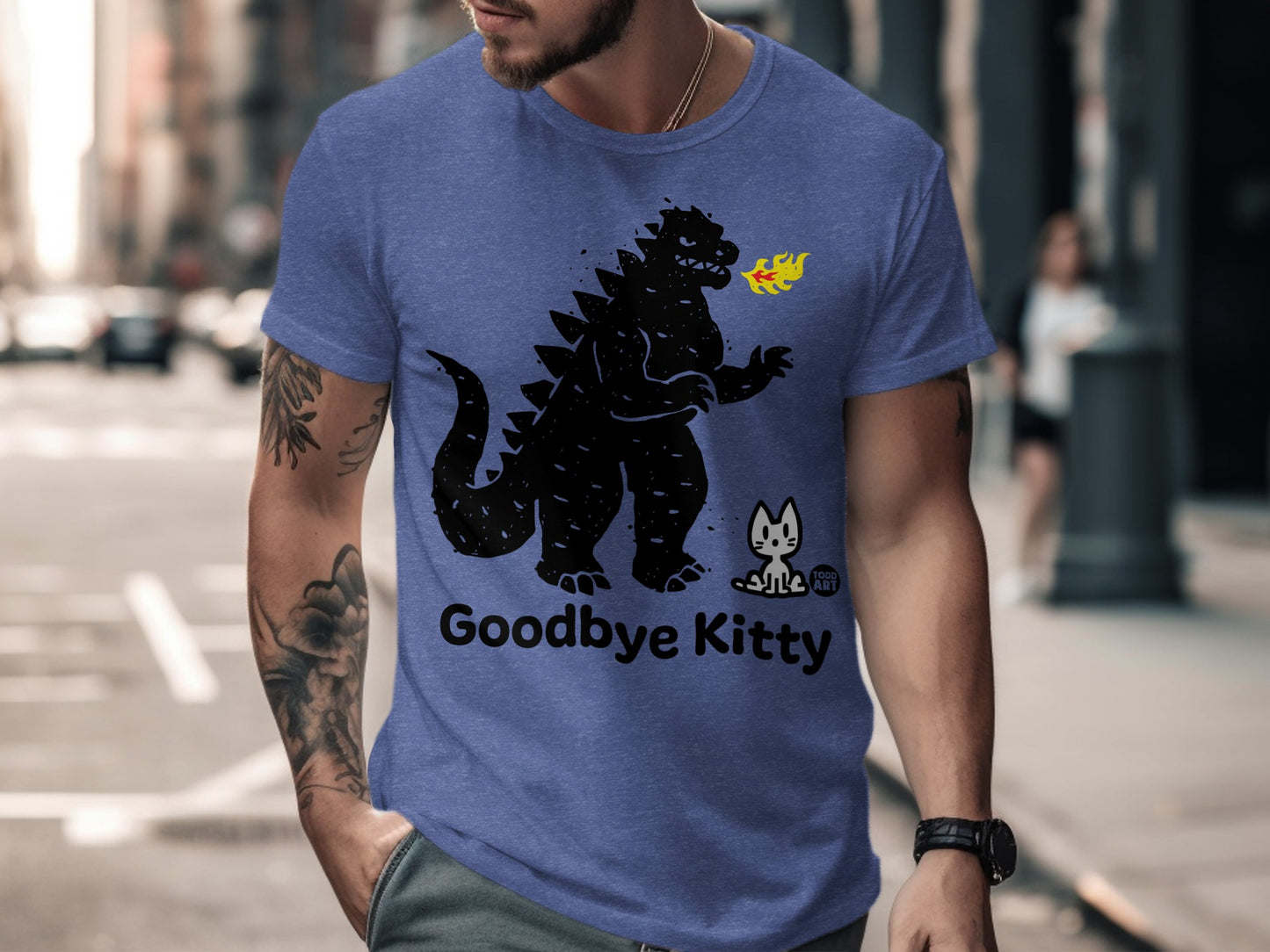 Goodbye Kitty Cute Dinosaur Graphic Design T-shirt