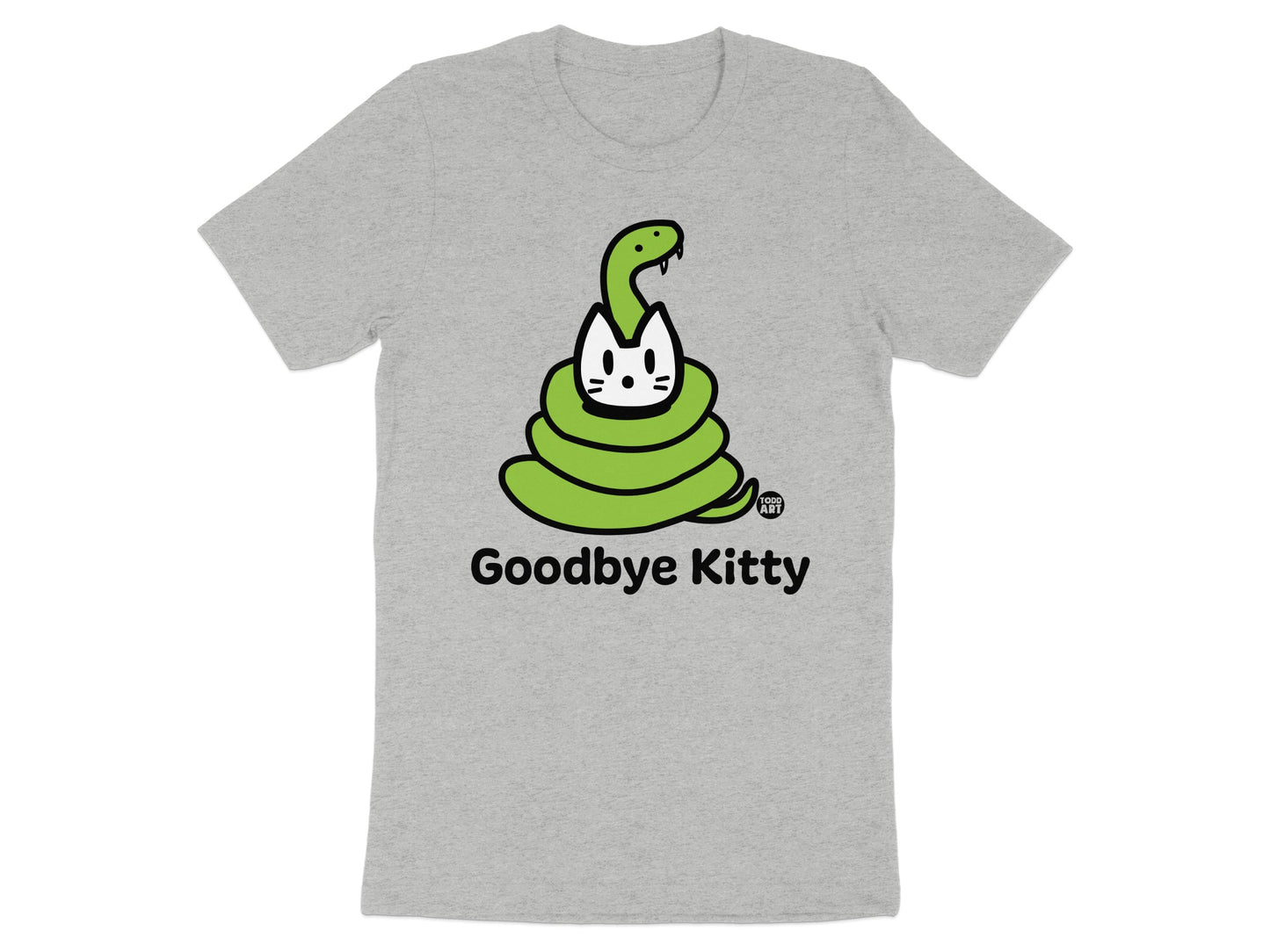 Funny Goodbye Kitty Cat Snake Graphic T-Shirt