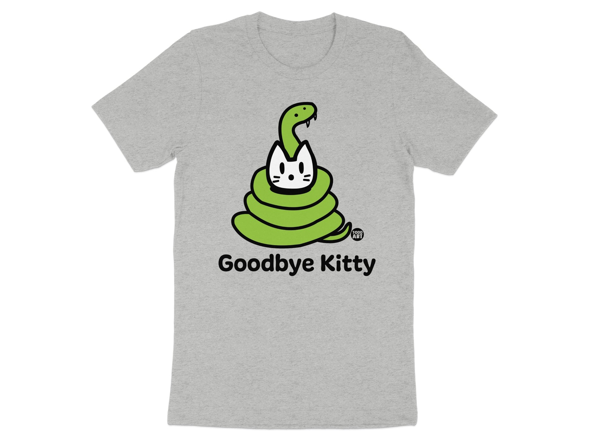 Funny Goodbye Kitty Cat Snake Graphic T-Shirt