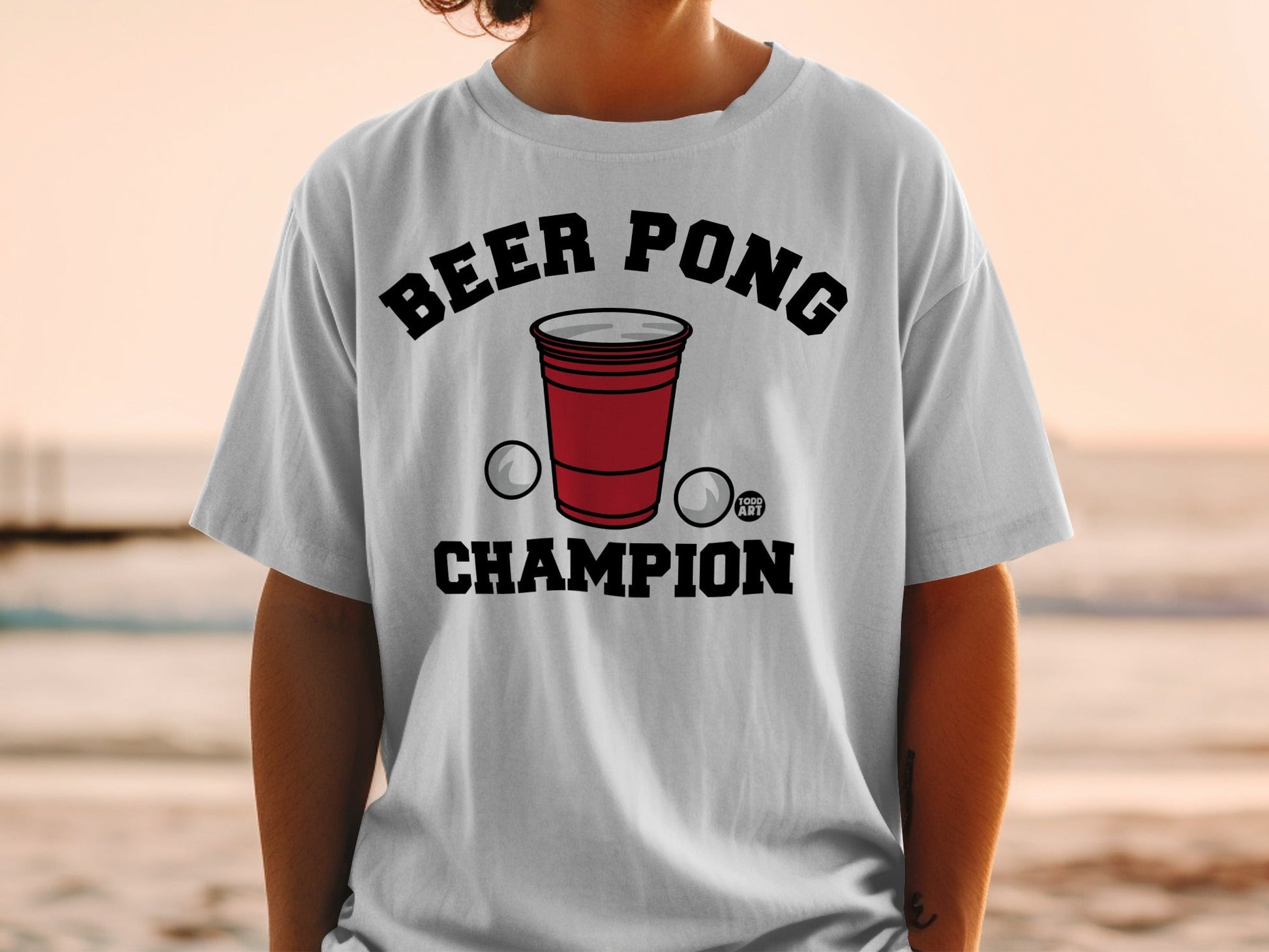 Beer Pong Champion Graphic Tee Shirt Fun Gift
