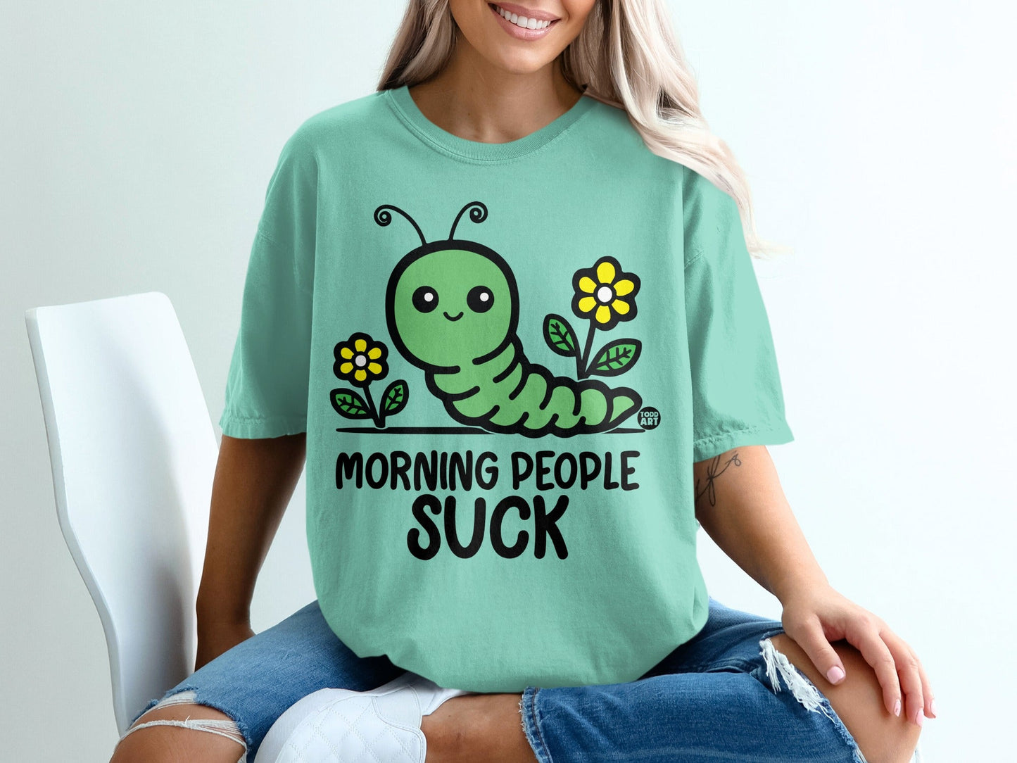 Morning People Suck Cute Caterpillar Graphic T-shirt
