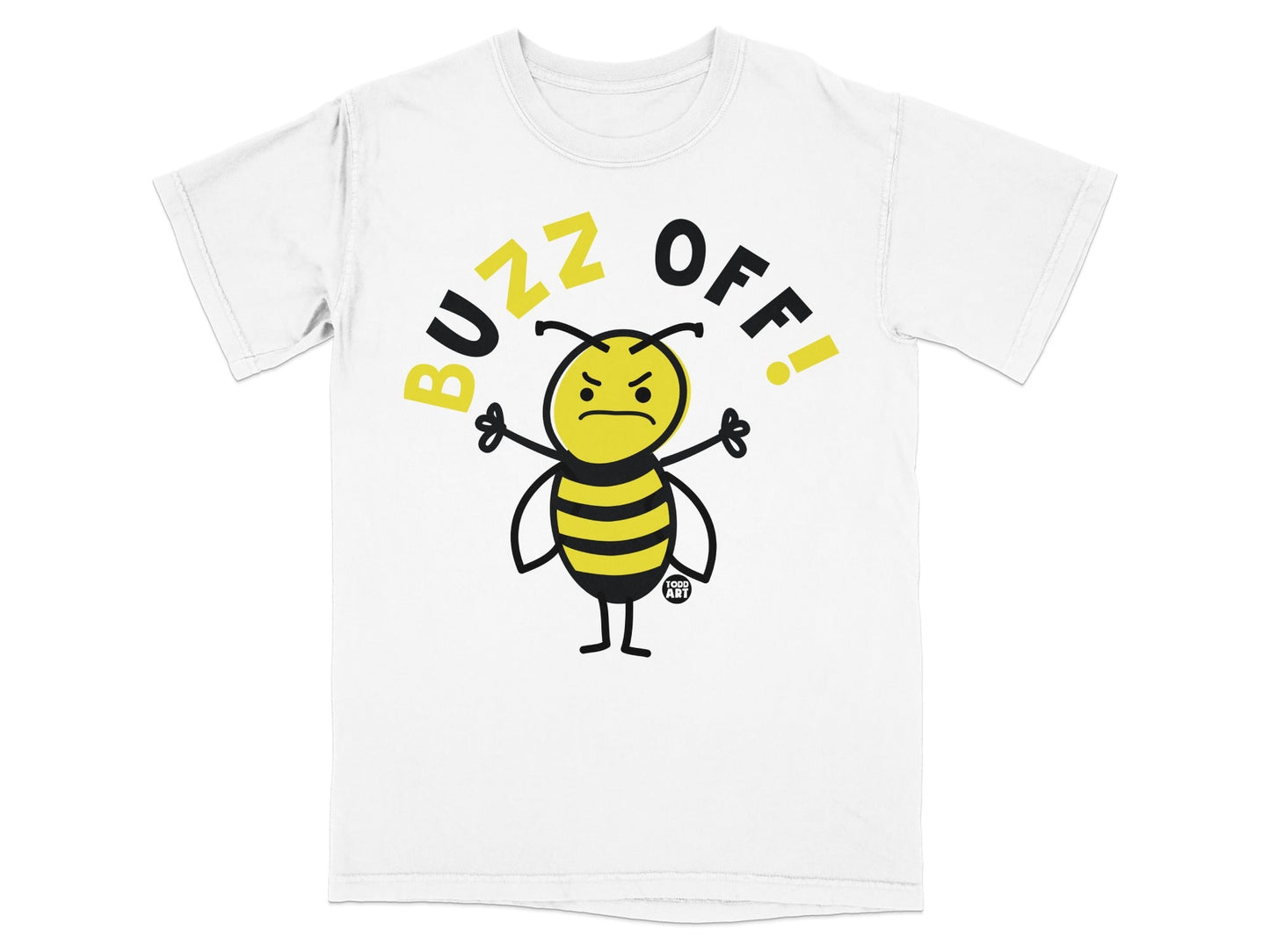 Buzz Off Angry Bee Graphic White T-shirt