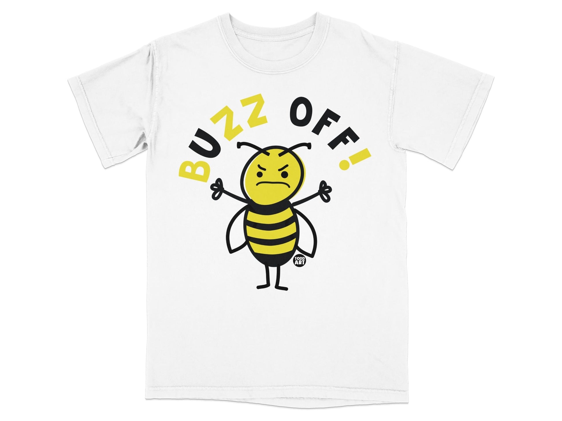 Buzz Off Angry Bee Graphic White T-shirt
