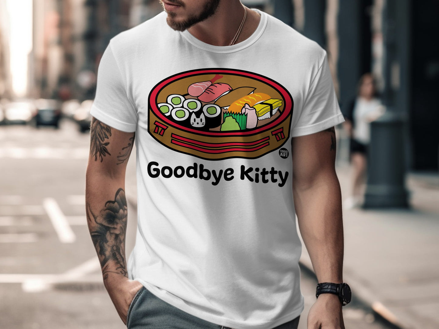 Goodbye Kitty Funny Sushi Graphic T-Shirt