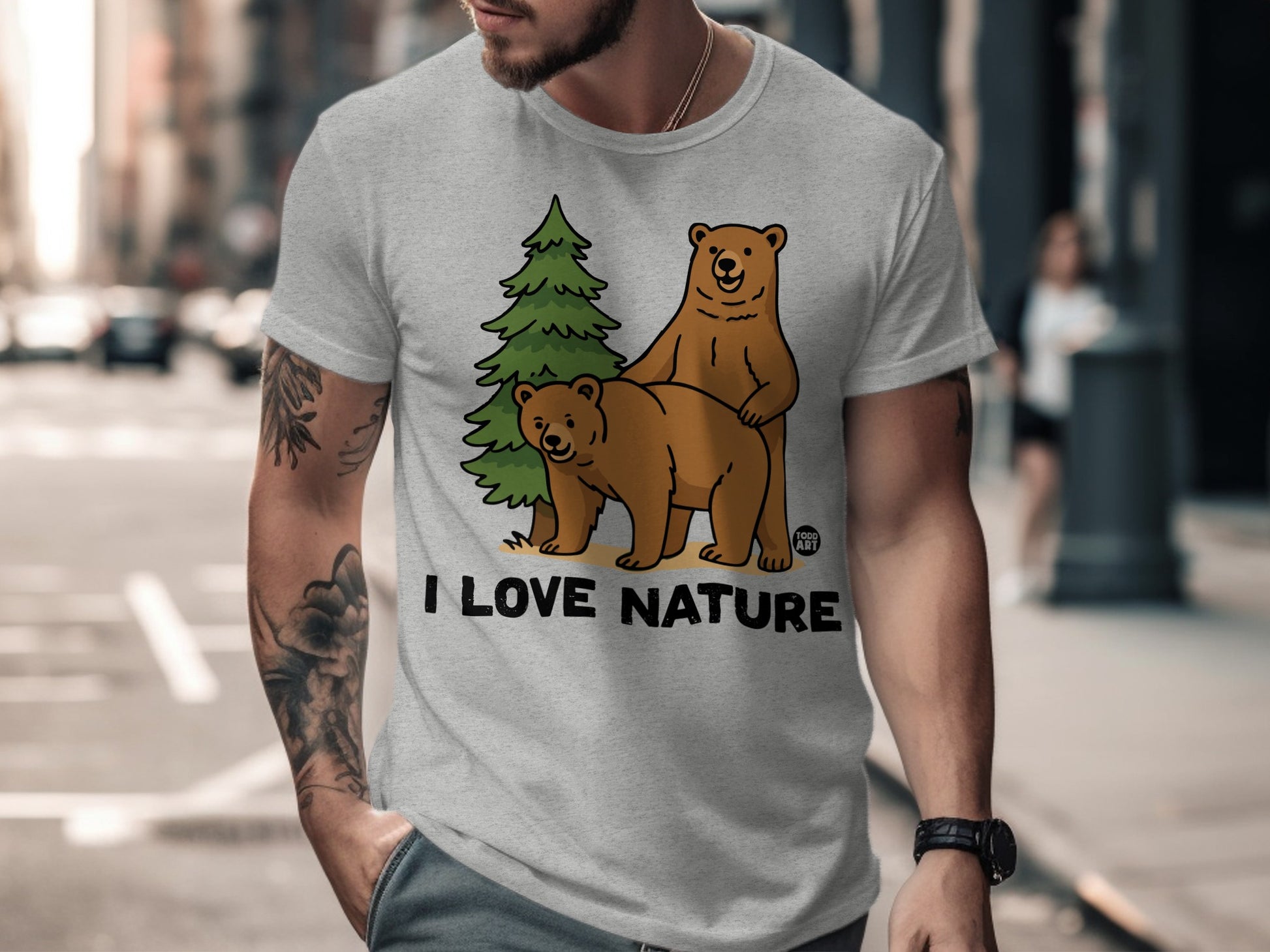 I Love Nature Bears Graphic Funny Shirt Official Product
