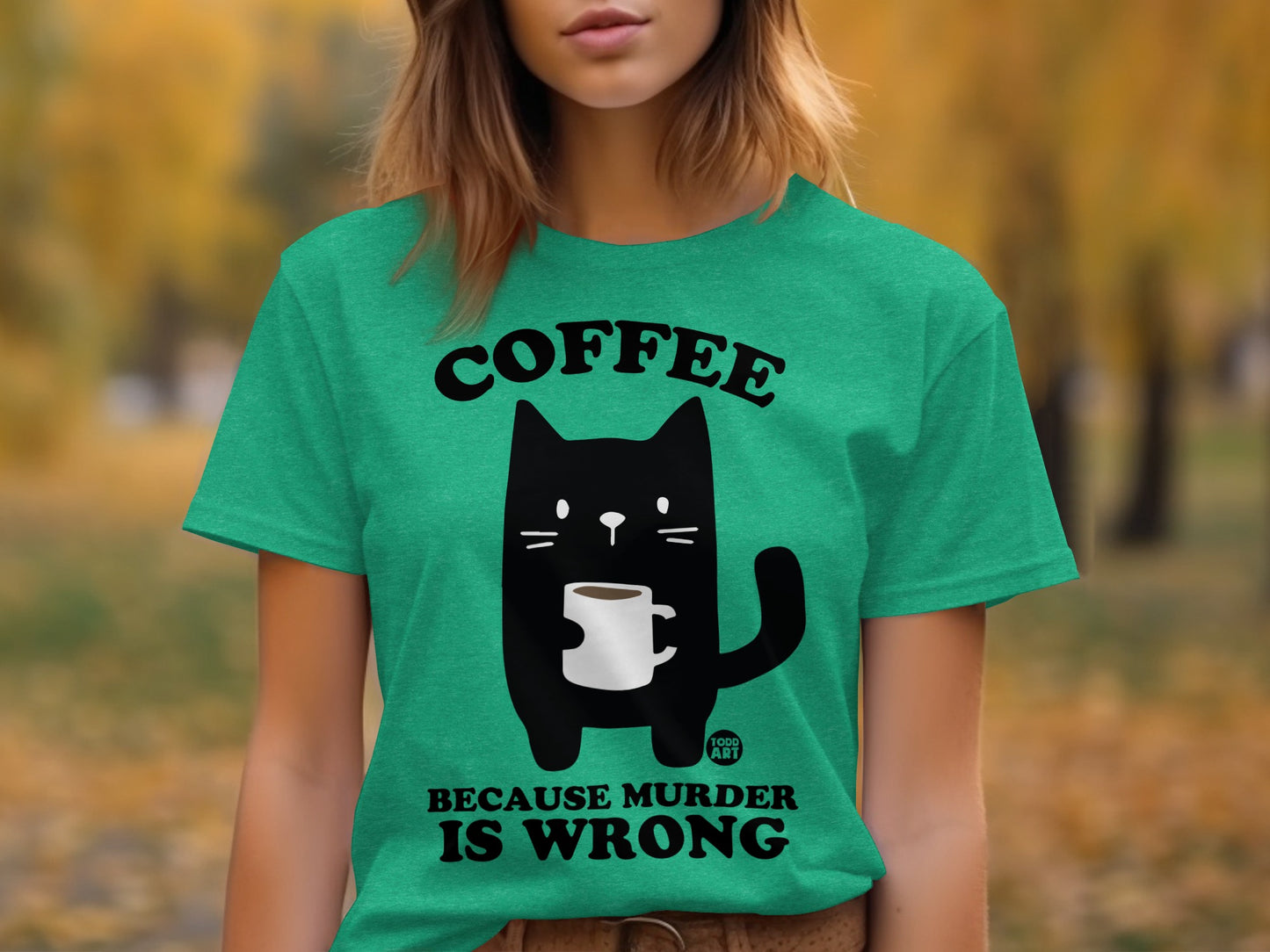 Coffee Because Murder Is Wrong Cat T-Shirt
