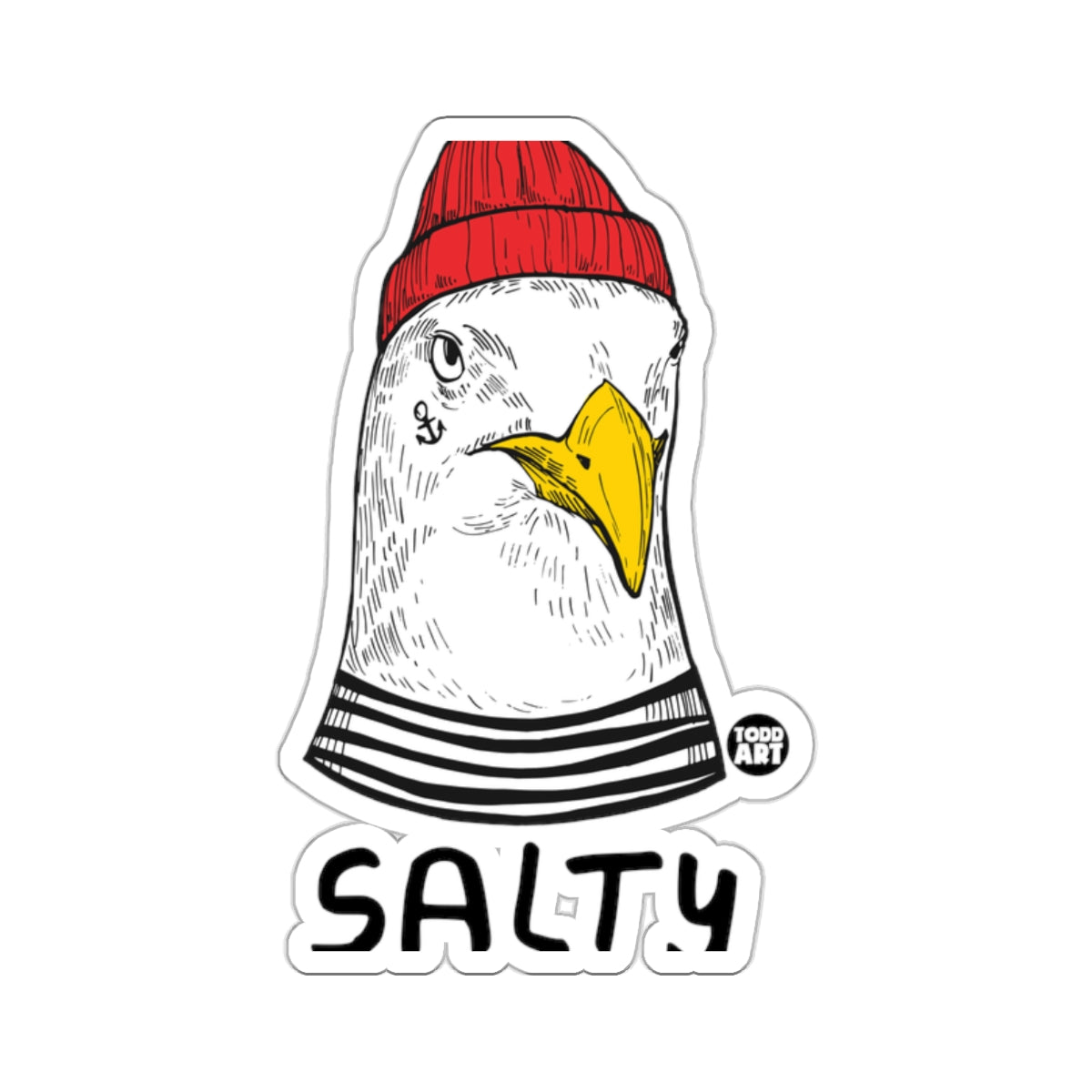 Salty Seagull Wearing Red Beanie Sticker