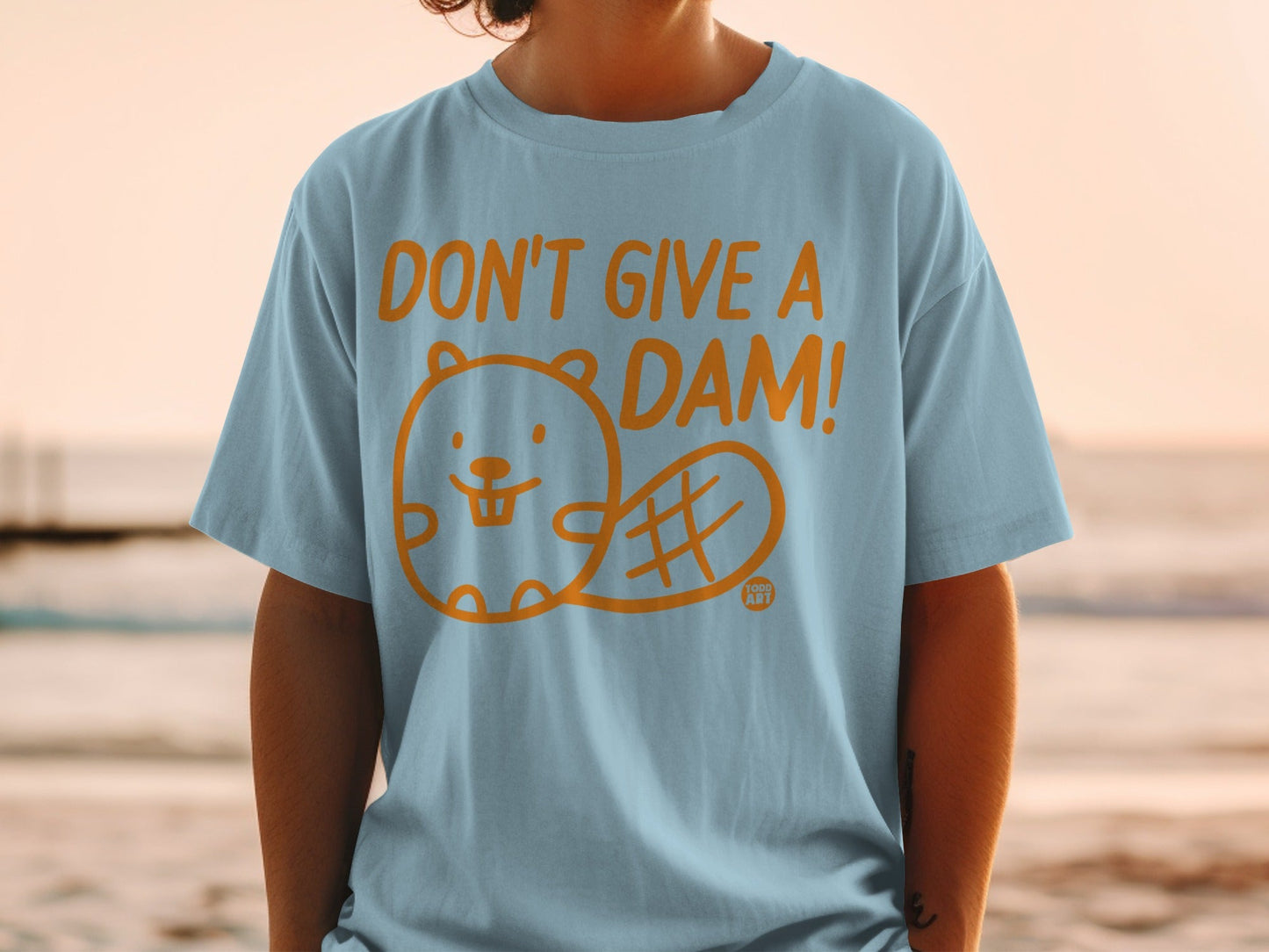 Don't Give a Dam Funny Beaver Graphic T-Shirt