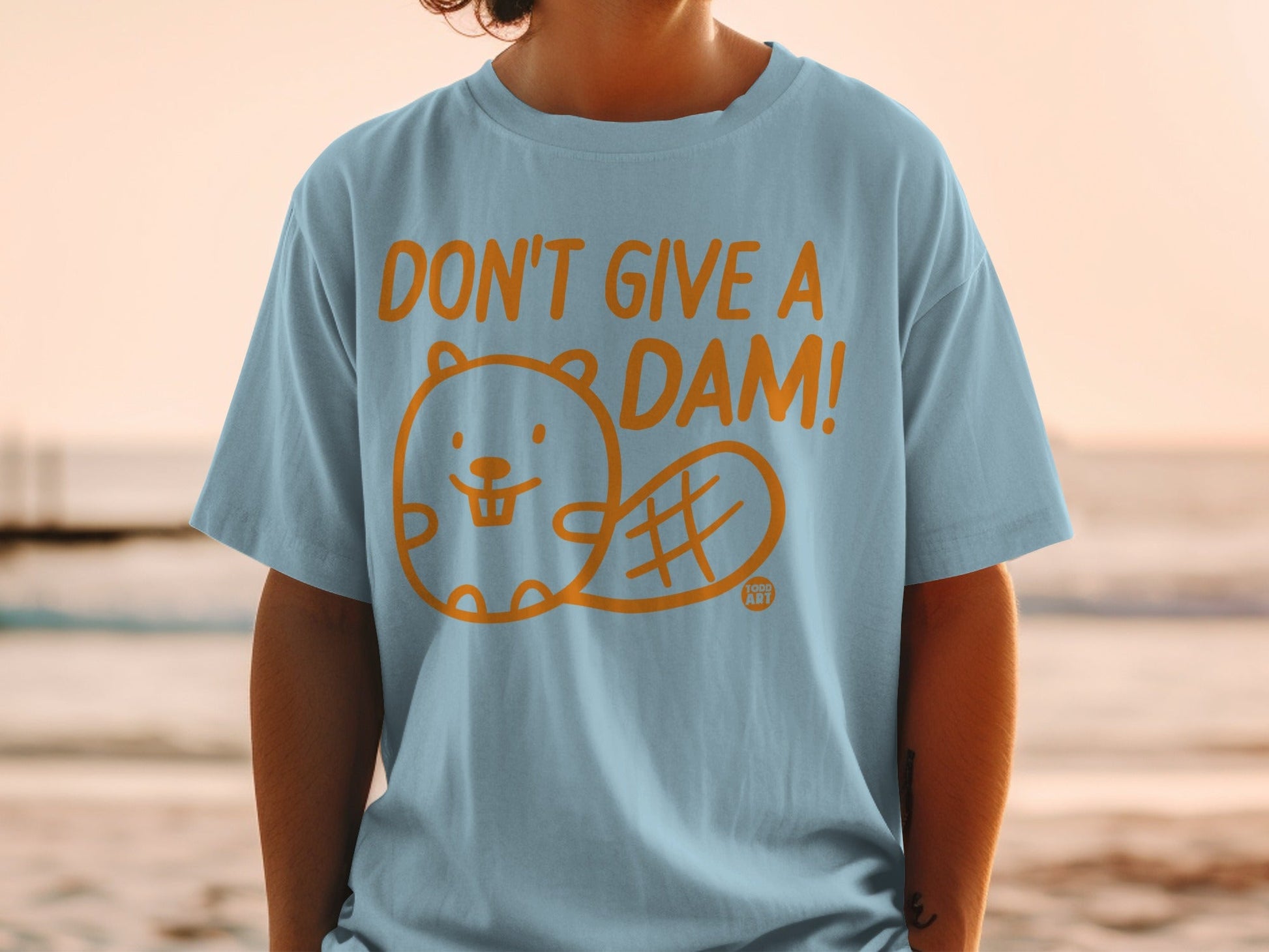 Don't Give a Dam Funny Beaver Graphic T-Shirt