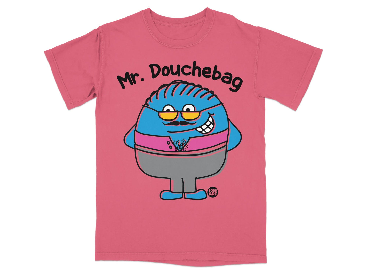 Mr. Douchebag Character Graphic Pink T-Shirt