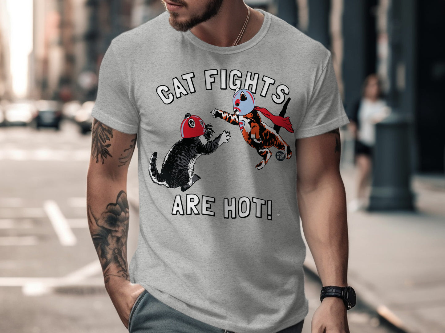 Cat Fights Are Hot Funny Graphic Tee Product