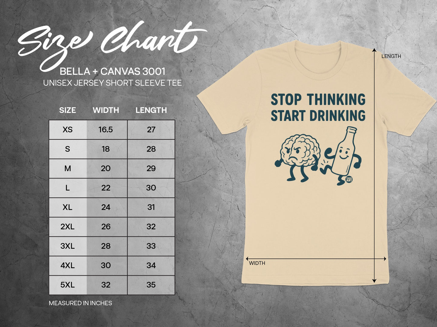 Stop Thinking Start Drinking Unisex Jersey Short Sleeve Tee product