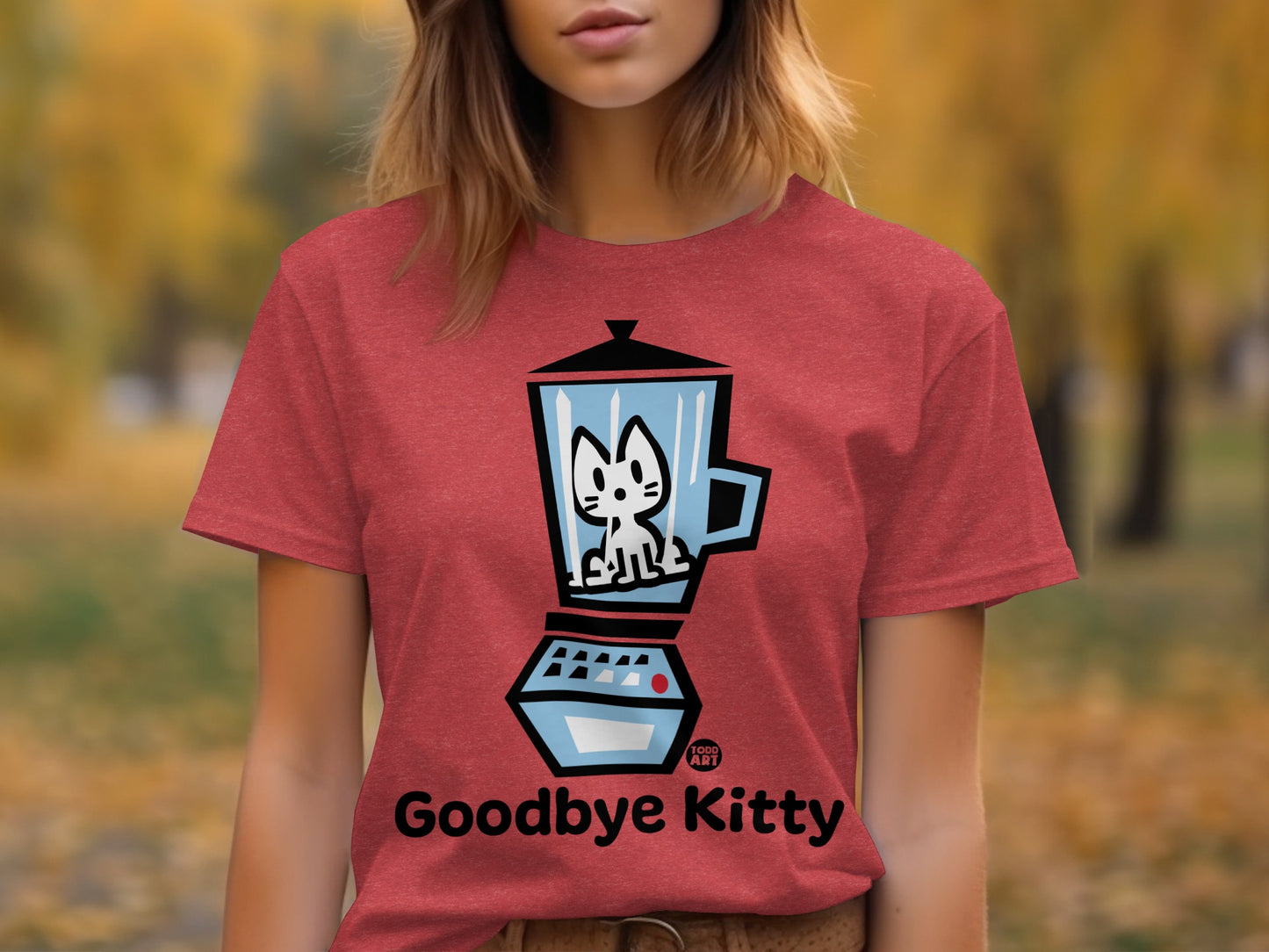 Goodbye Kitty graphic tee with cute blender design