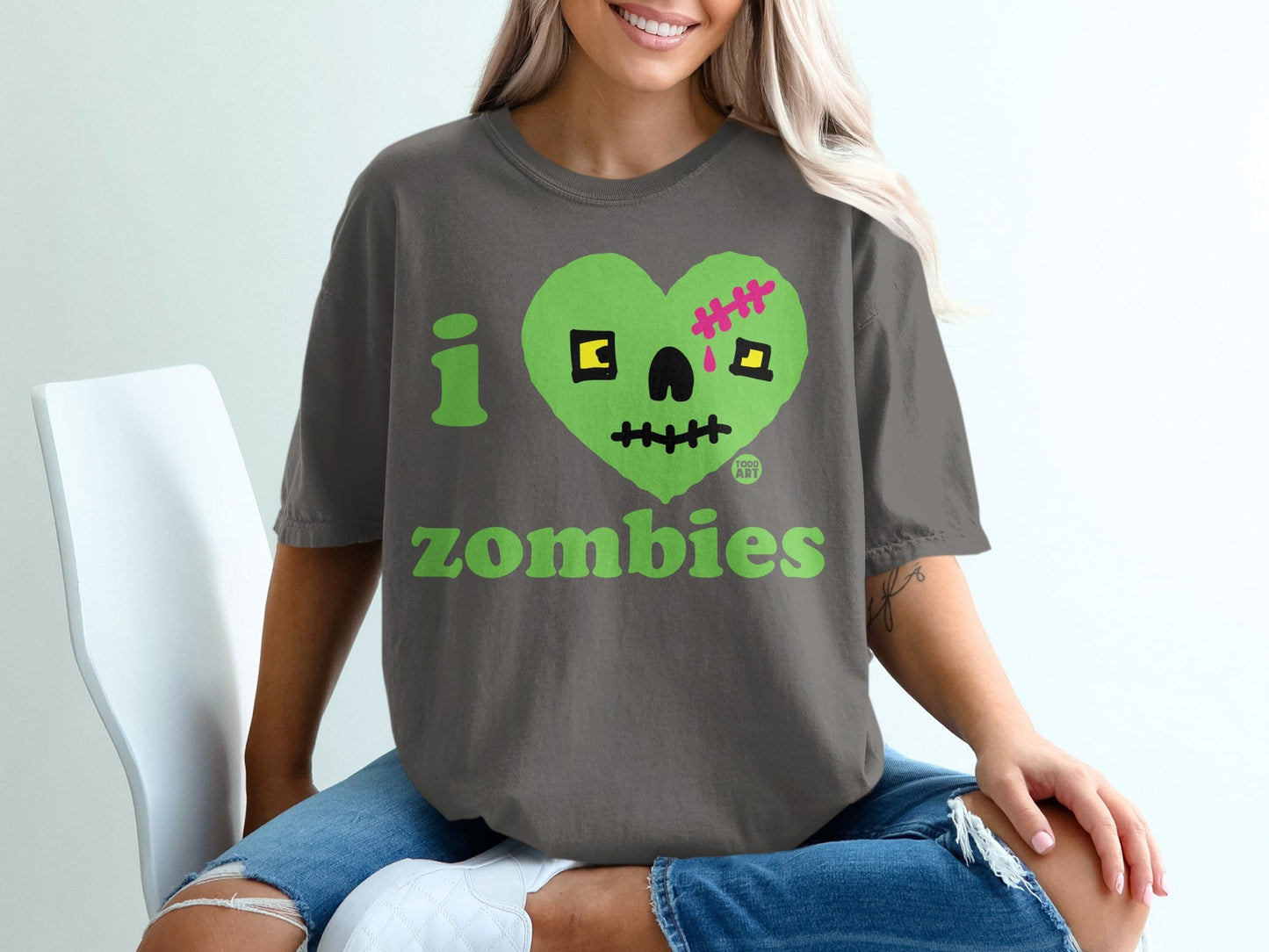 I Love Zombies Graphic T-Shirt Unisex Horror Tee